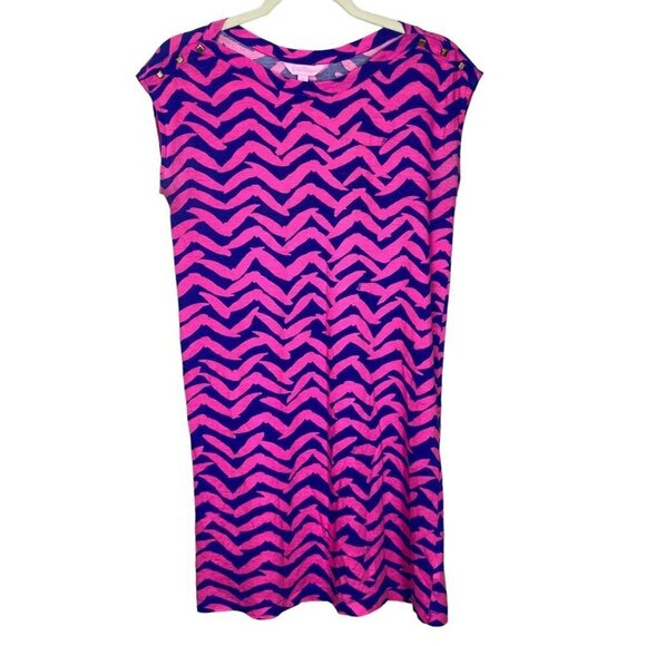 Lilly Pulitzer Womens Robyn Shift Short Dress XS I Got Lucky Pop Pink Blue XS - Picture 4 of 13